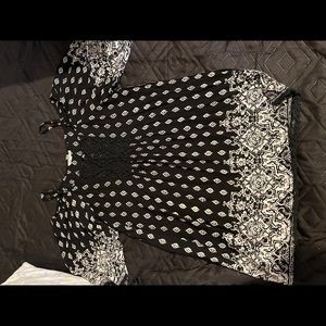 Boho Off-The-Shoulder Dress, Damask Pattern